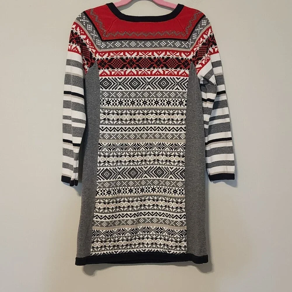 Hanna Andersson sweater dress sz 120 6-7 Fair Isle Nordic ornament print